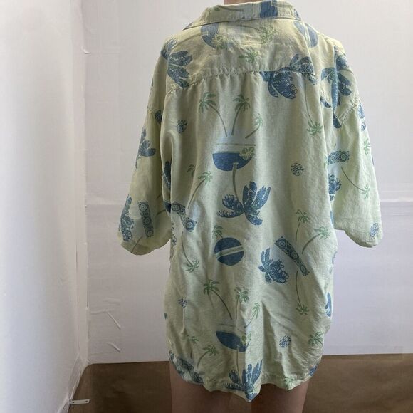Tommy Bahama Mens Silk Hawaiian Shirt Button Down Size XL‎ Ivory Green,Hawaiian - Picture 11 of 13
